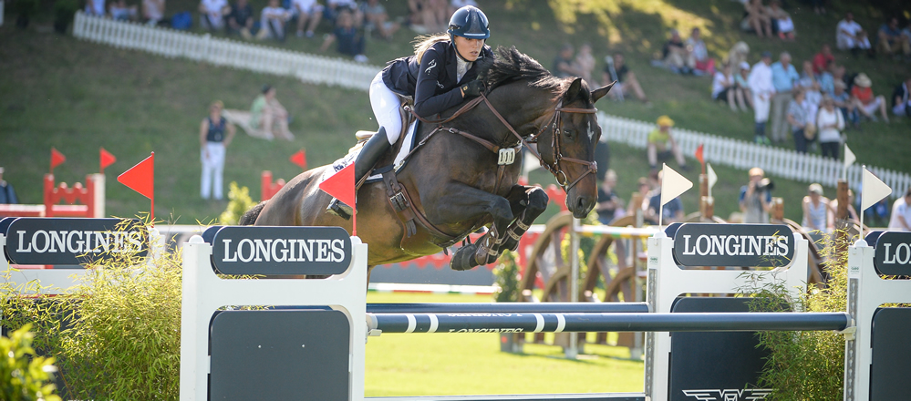 Peter Charles and Stapleton Mist competing at Olivia Nova